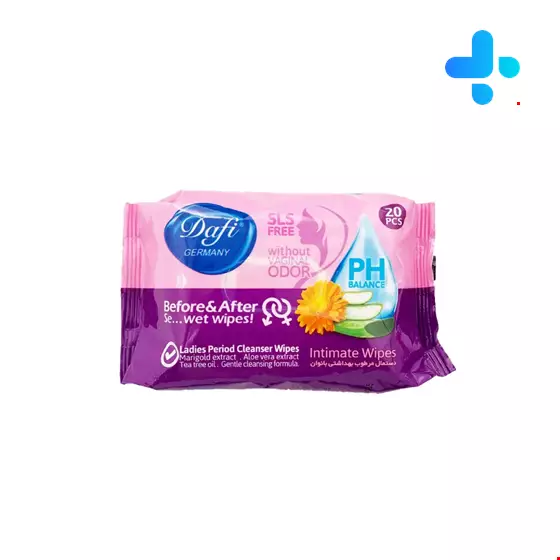 Dafi Ladies Period Cleanser Wipes 20 pieces