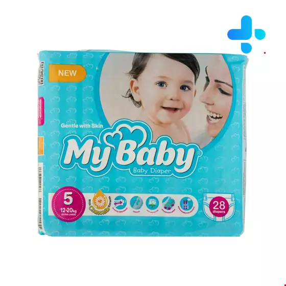 My baby sxtra larg size 5 baby 28 diapers