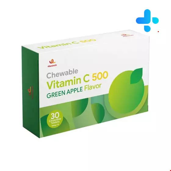 Vitamin Life Chewable Vitamin C 500 mg Green apple Flavor 30 Tabs
