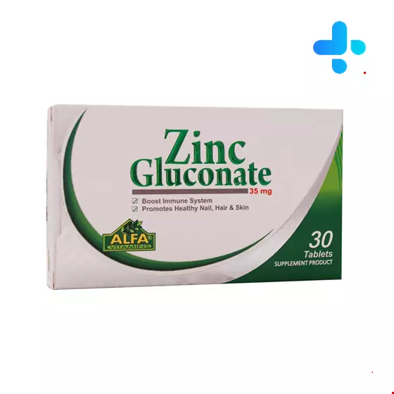 Alfa Vitamins Zinc Gluconate ۳۵ mg ۳۰ Tablets