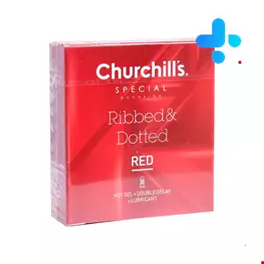 Churchills Red Ribbed And Dotted Condom Triple 3 PCS
