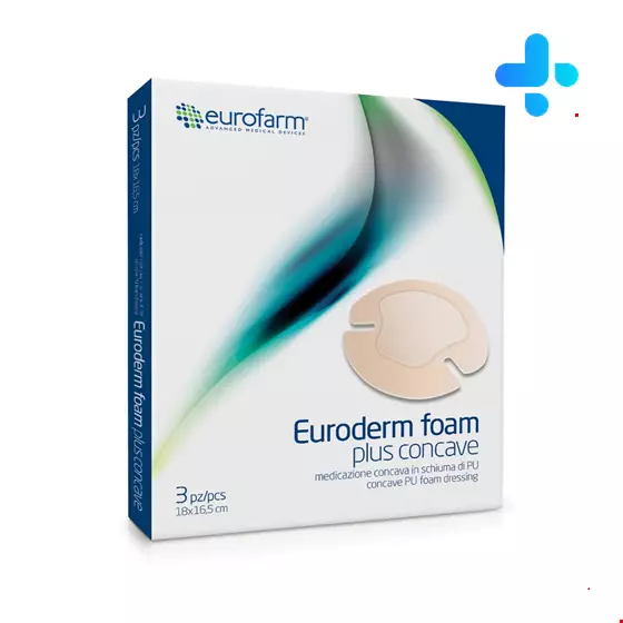 Euroderm Foam Plus Concave Adhesive foam plus dressing 18×16.5 cm