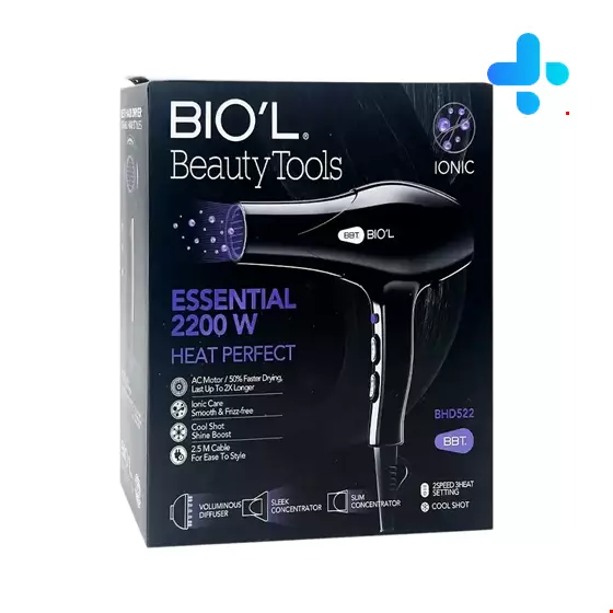 Hair dryer, heavy duty motor, 2200 watts, Biol, model BHD522