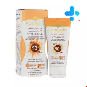 کرم ضد آفتاب +SPF50 مناسب پوست حساس بژ طبیعی سان سیف ۵۰ میلی لیتری