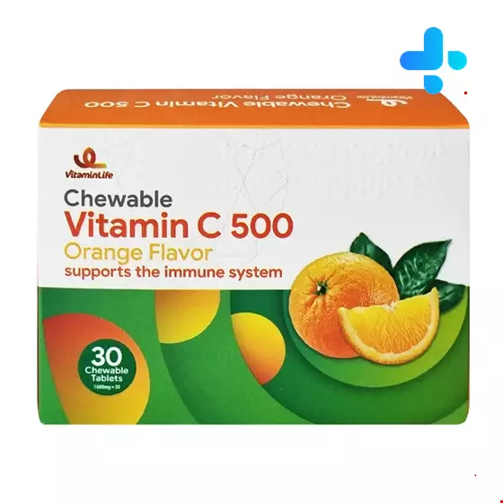 Vitamin Life Chewable Vitamin C 500 mg  orange Flavor 30 Tabs